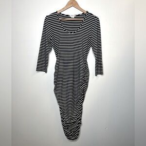 Ingrid & Isabel Maternity Blue Striped Dress, L